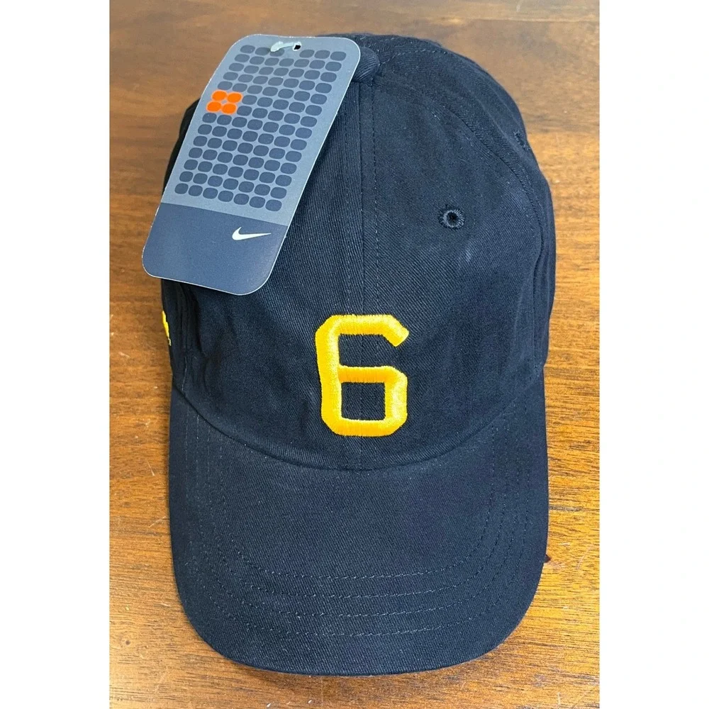 Nike Six Cap Trek Cycling Hat Black Yellow #6 Strapback NWT OSFA Rare